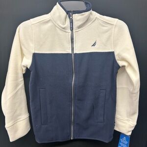 Nautica Cream and Navy Fleece Jacket